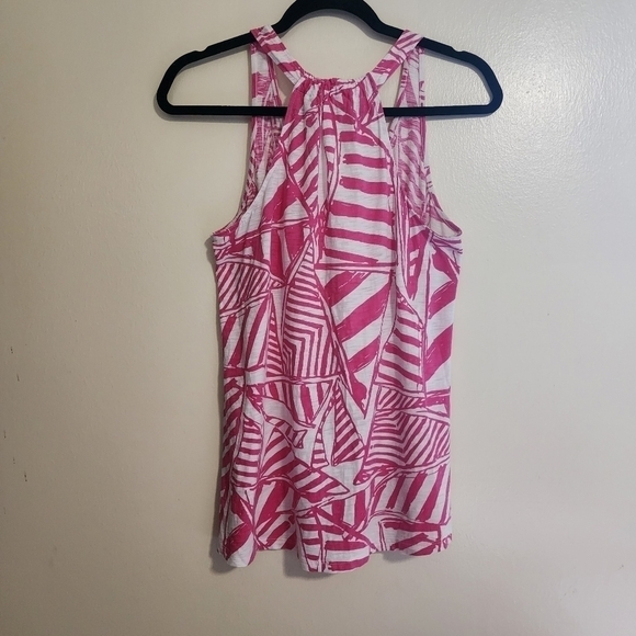 Lilly Pulitzer Womens Minka Tank Yacht SEA Capri Pink White Top V-Neck Size S - Picture 8 of 12